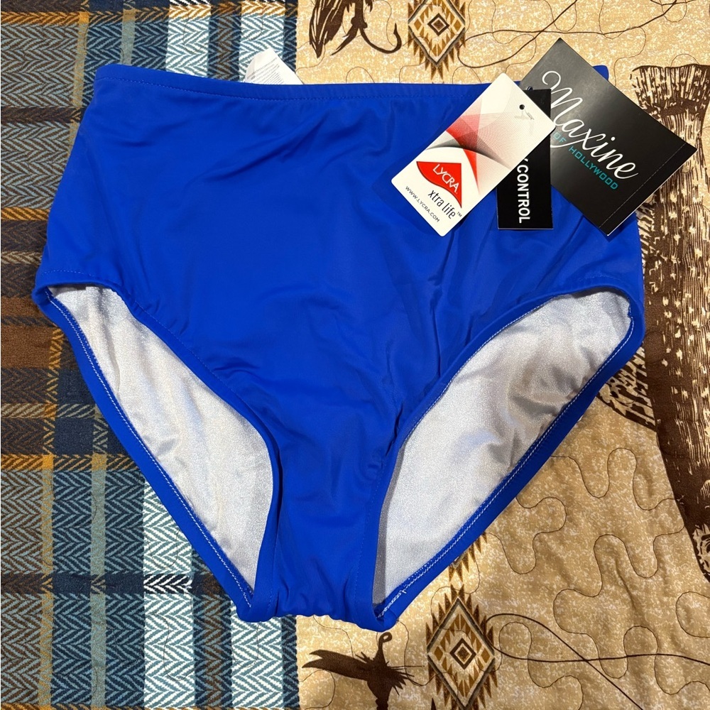 Maxine of Hollywood High-waist Full coverage swim bottoms Blue NWT